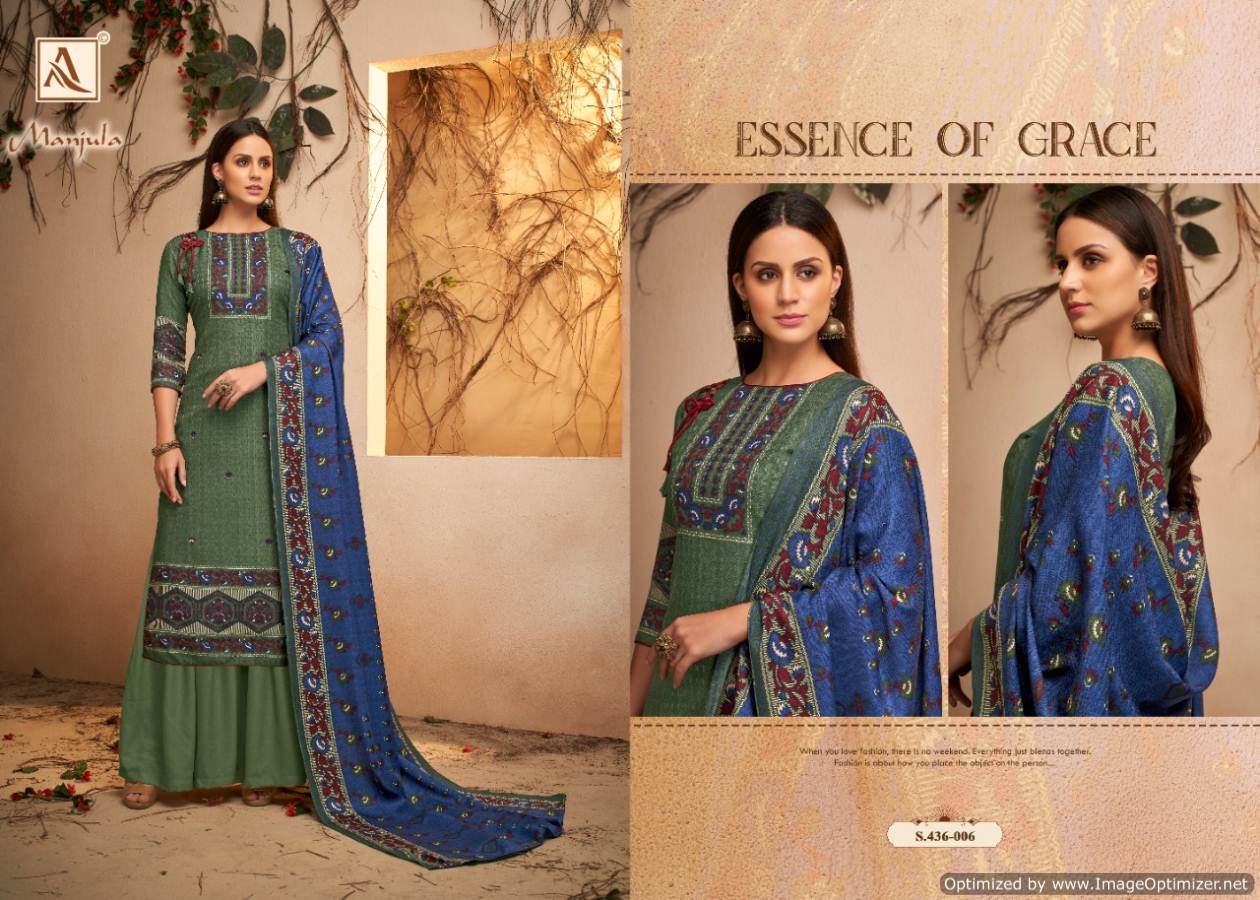 Alok Present Manjula Pure Pashmina Designer Dress Material Collection.