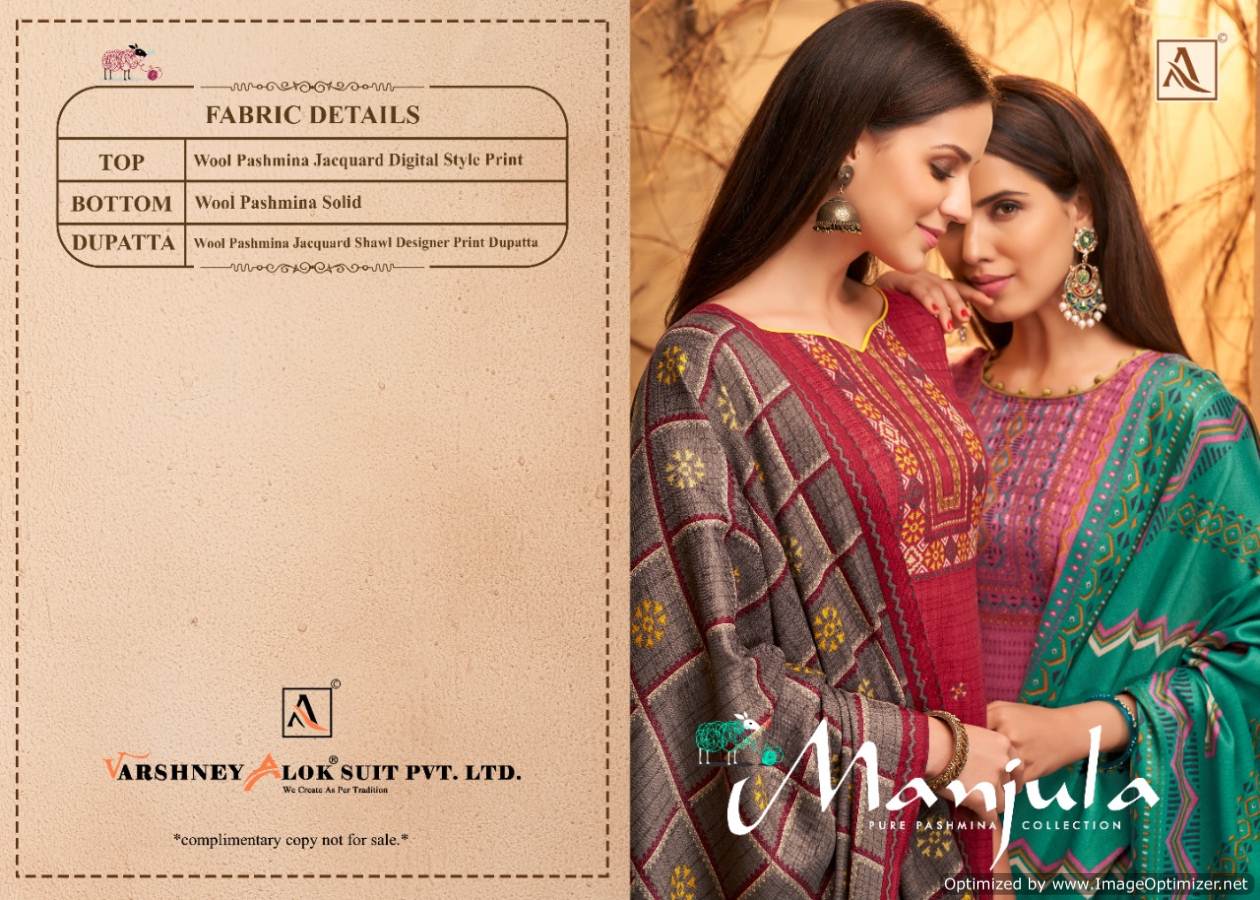 Alok Present Manjula Pure Pashmina Designer Dress Material Collection.