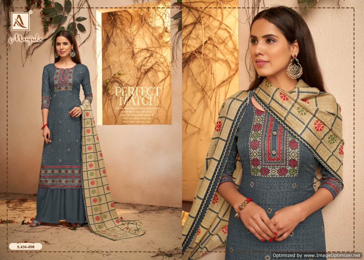 Alok Present Manjula Pure Pashmina Designer Dress Material Collection.