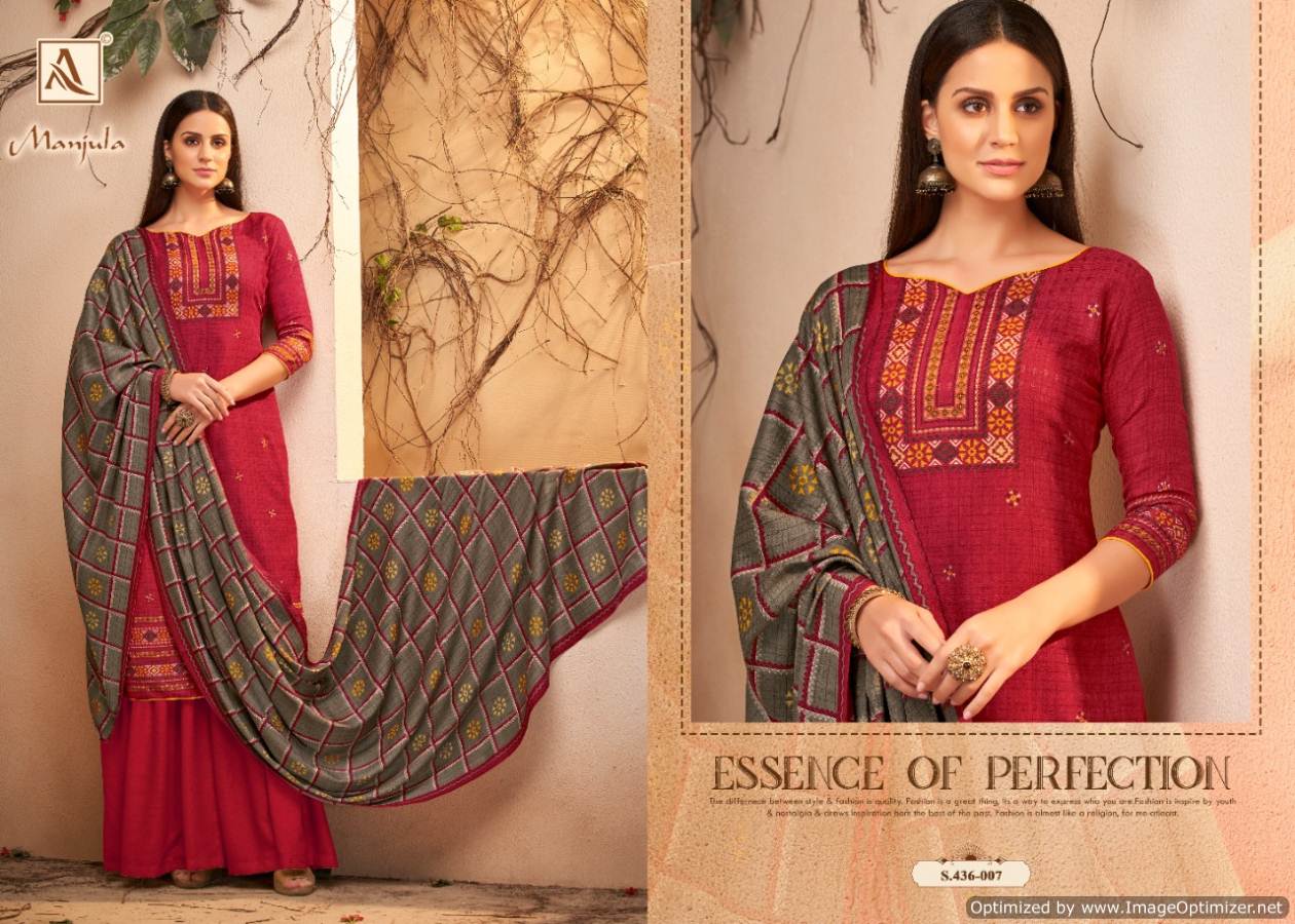 Alok Present Manjula Pure Pashmina Designer Dress Material Collection.