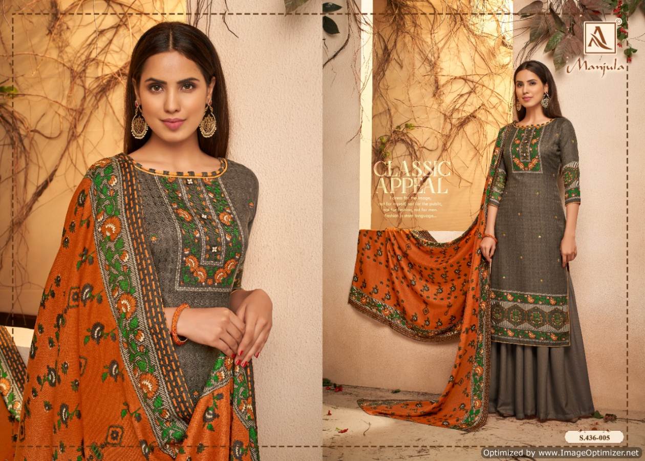 Alok Present Manjula Pure Pashmina Designer Dress Material Collection.