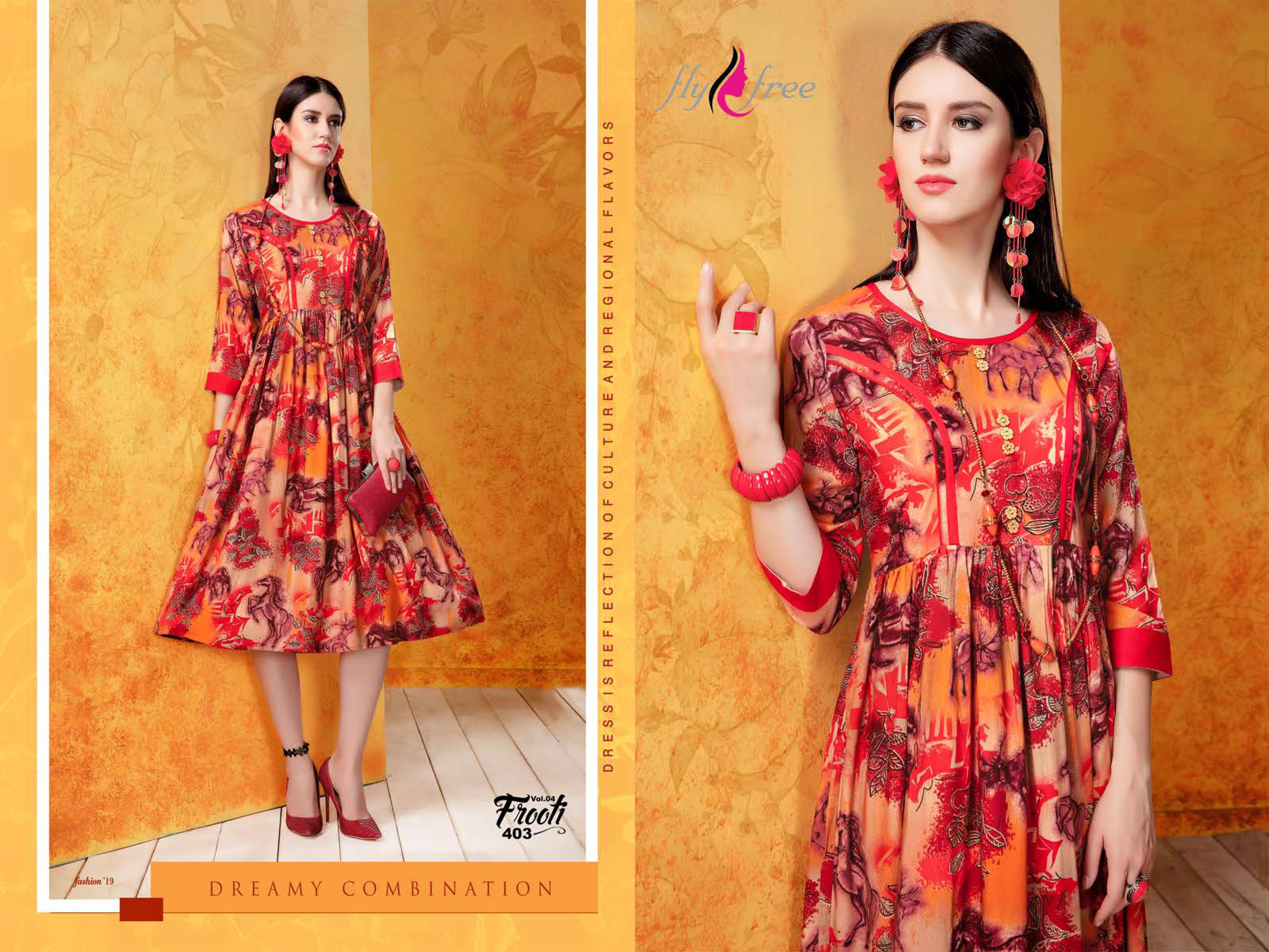 Fly Free Present Frooti Vol 4 Casual Wear Printed Kurti Collection