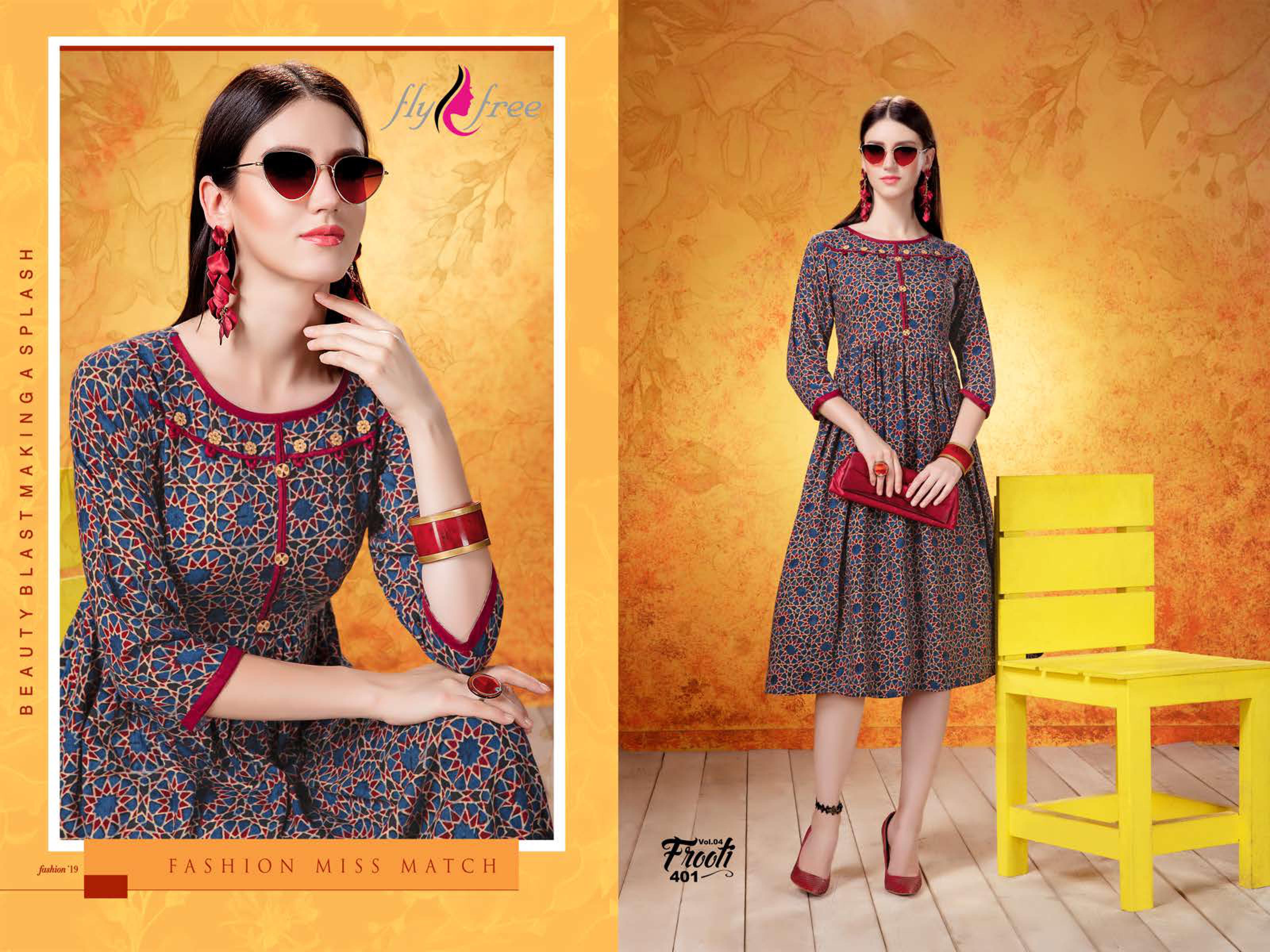 Fly Free Present Frooti Vol 4 Casual Wear Printed Kurti Collection