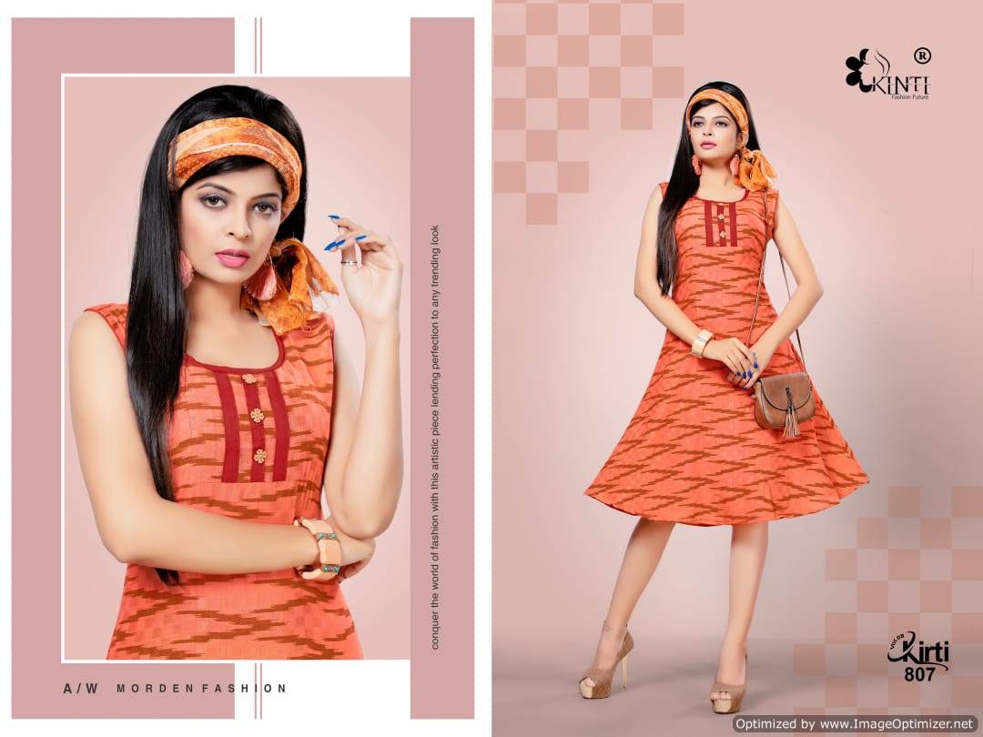 Kinti By Kirti Flair Casual Wear Round Flair Kurtis Collection.