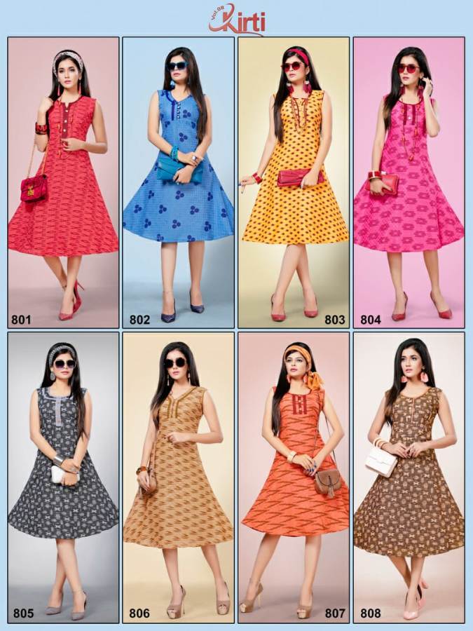 Kinti By Kirti Flair Casual Wear Round Flair Kurtis Collection.