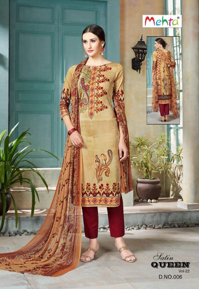 Mehta Present Satin Queen Vol 22 Satin Cotton Dress Material Collection