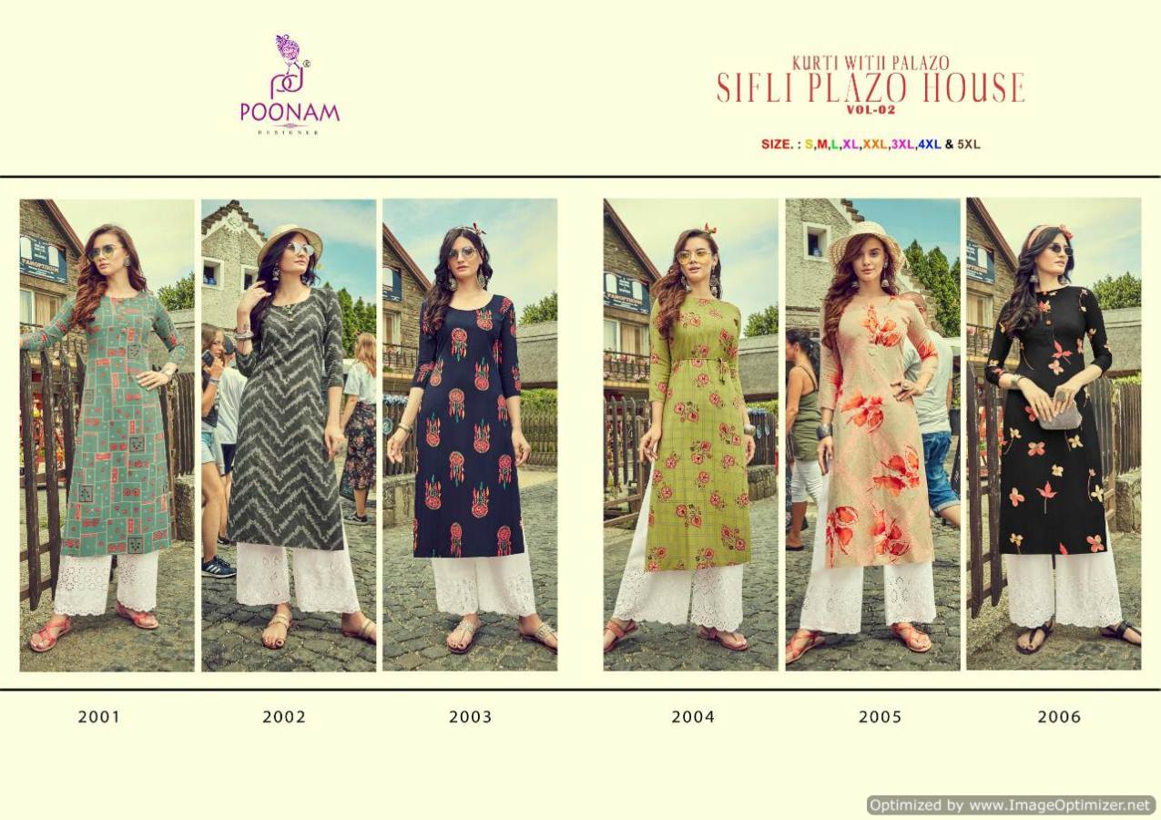 Poonam By Sifli Plazo House Vol 2 Casual Wear Kurti With Palazzo Collection
