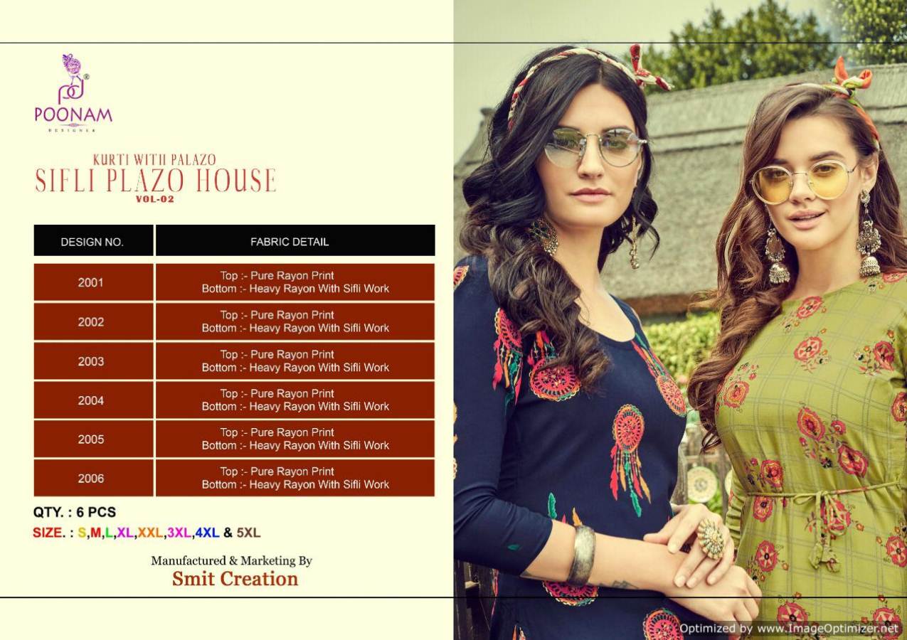 Poonam By Sifli Plazo House Vol 2 Casual Wear Kurti With Palazzo Collection