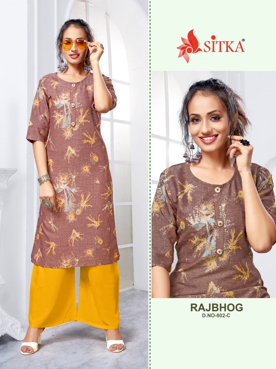 Sitka Present Rajbhog Vol 802 Casual Wear Kurti With Palazzo Collection