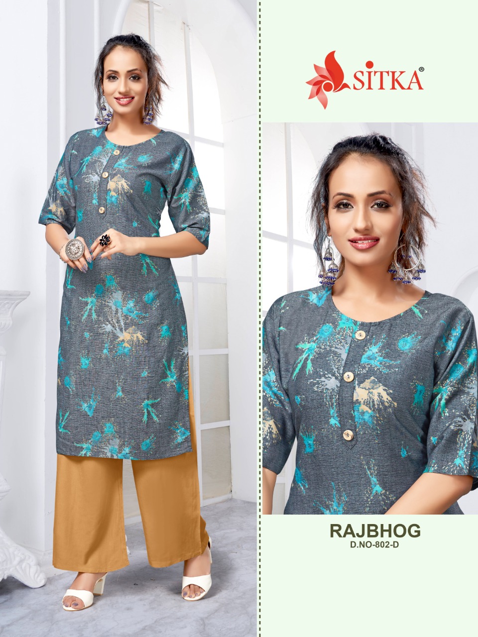 Sitka Present Rajbhog Vol 802 Casual Wear Kurti With Palazzo Collection