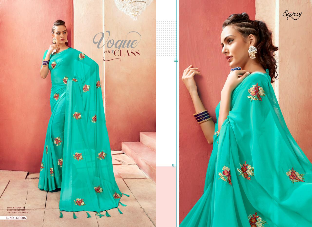 Saroj By Madhavi Chiffon Satin Designer Party Wear Saree Catalogue