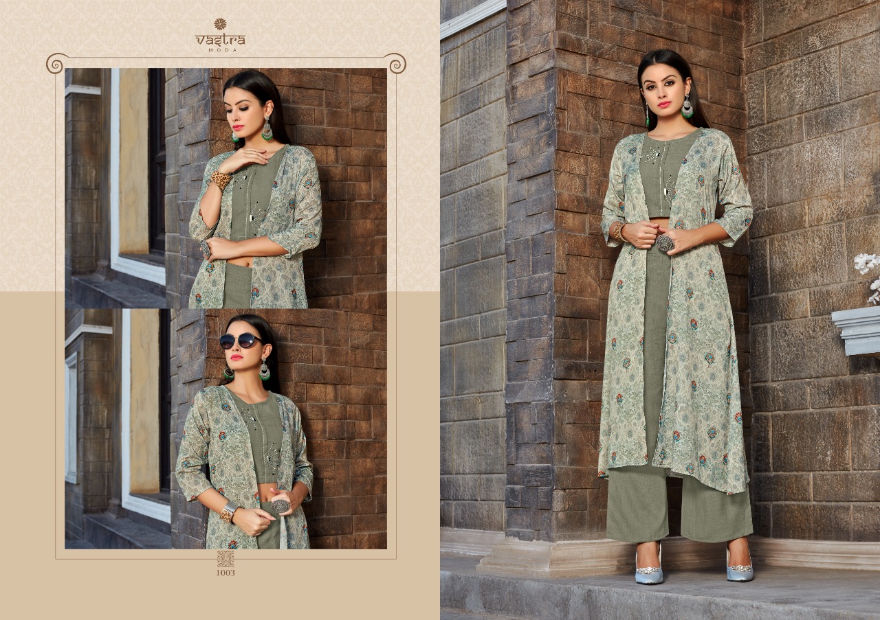 Vastra Moda Present Urbane Vol -1 Festival Wear Kurtis With Shrug Collection