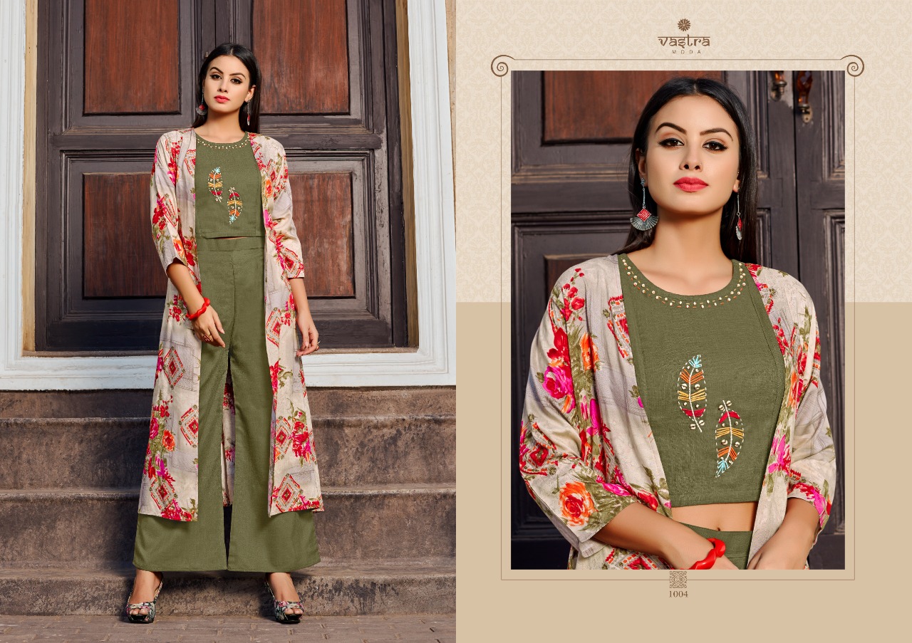 Vastra Moda Present Urbane Vol -1 Festival Wear Kurtis With Shrug Collection