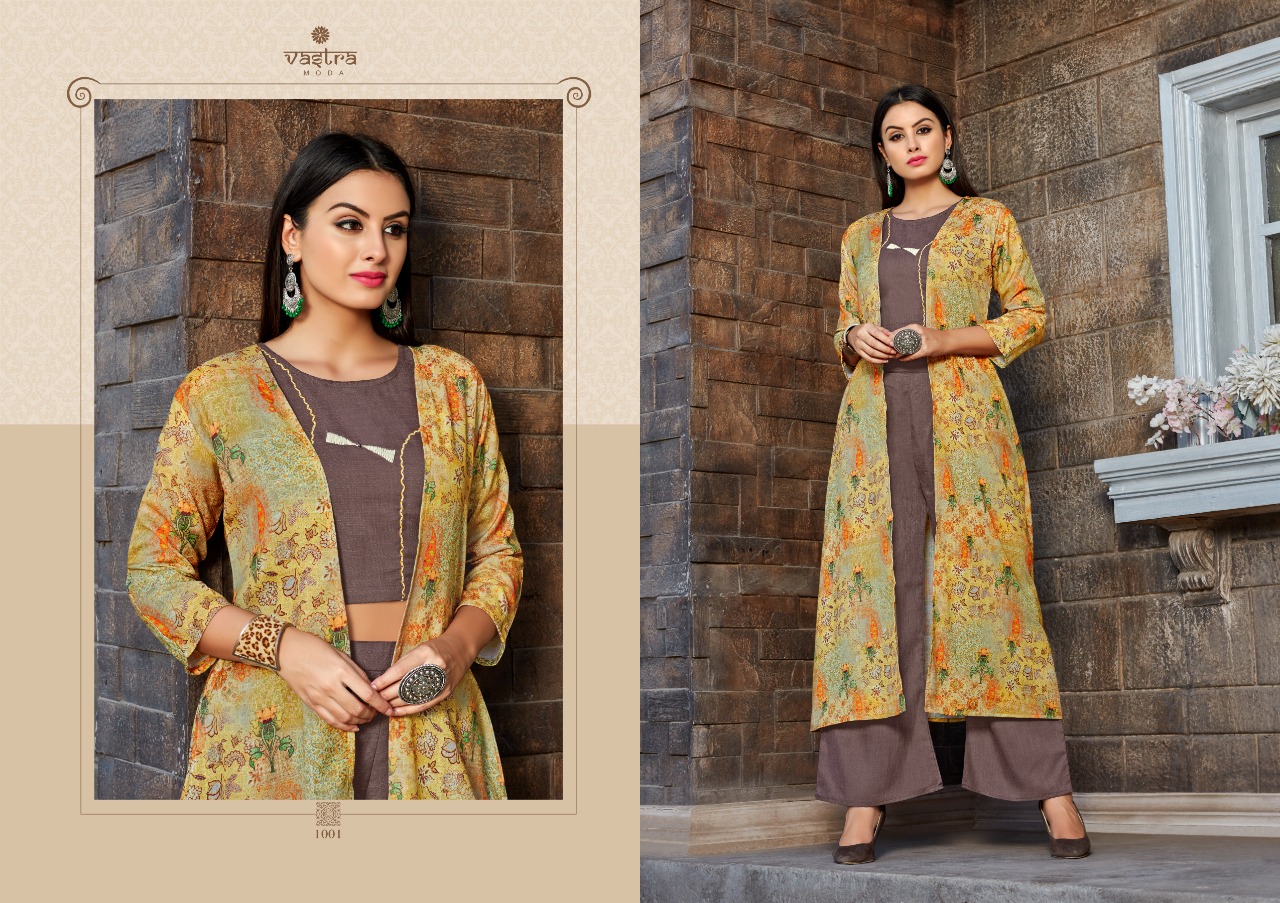 Vastra Moda Present Urbane Vol -1 Festival Wear Kurtis With Shrug Collection