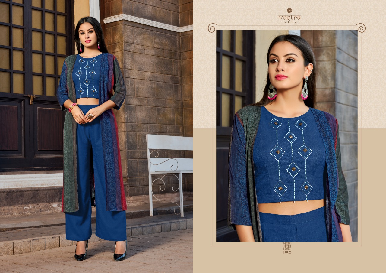Vastra Moda Present Urbane Vol -1 Festival Wear Kurtis With Shrug Collection