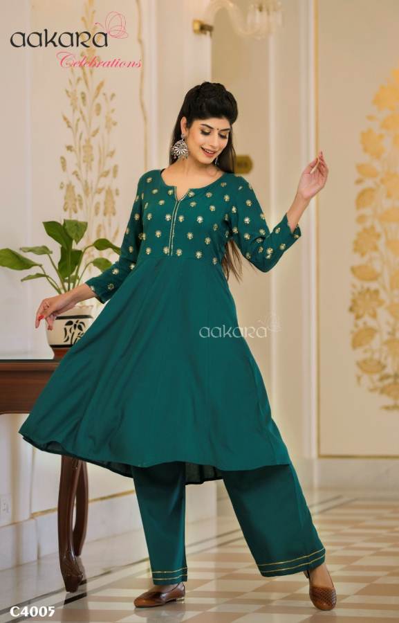 Aakara Celebrations Vol 4 Festive Wear Stylish Kurti And Bottom Catalogue