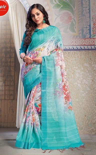 Apple By Hits Of Aaradhna Linen Digital Printed Saree Collection