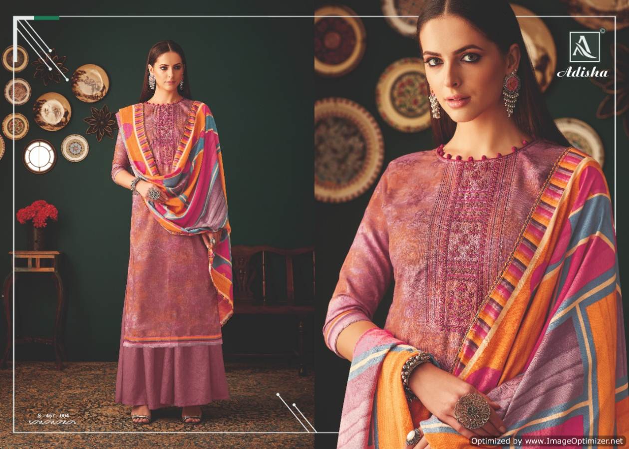 Alok By Adisha Pure Wool Pashmina Designer Dress Material