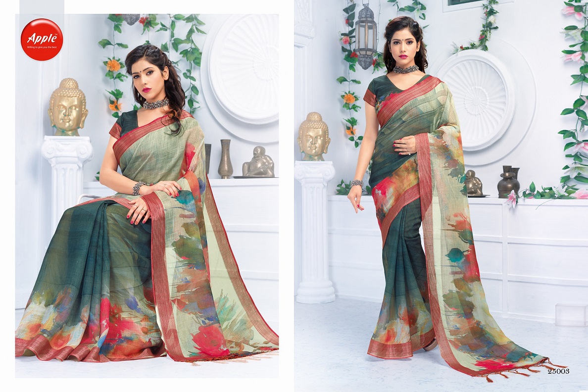 Apple By Hits Of Aaradhna Linen Digital Printed Saree Collection