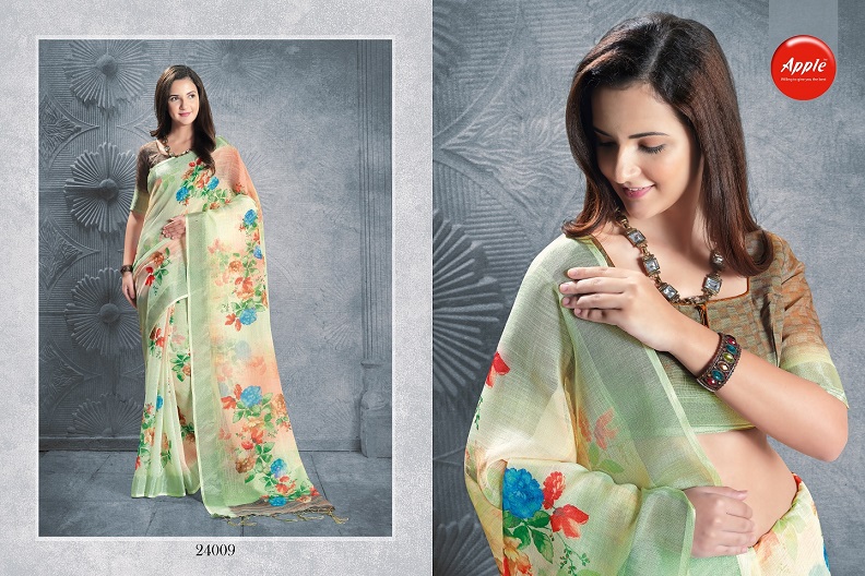 Apple By Hits Of Aaradhna Linen Digital Printed Saree Collection