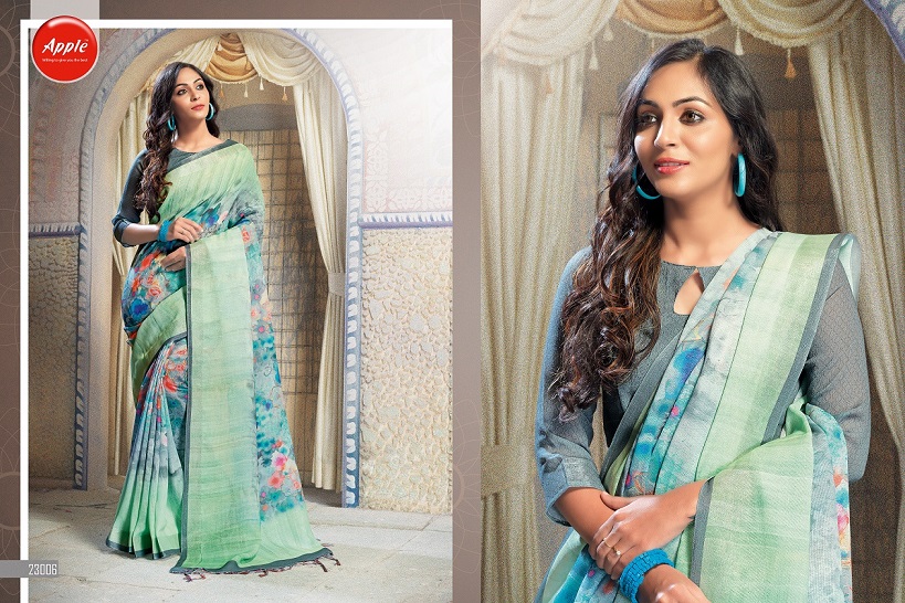 Apple By Hits Of Aaradhna Linen Digital Printed Saree Collection