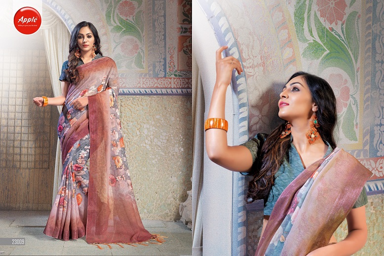 Apple By Hits Of Aaradhna Linen Digital Printed Saree Collection