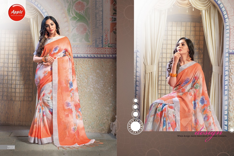 Apple By Hits Of Aaradhna Linen Digital Printed Saree Collection