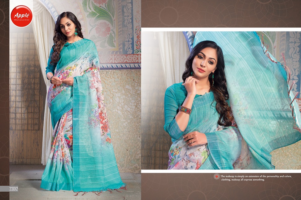 Apple By Hits Of Aaradhna Linen Digital Printed Saree Collection