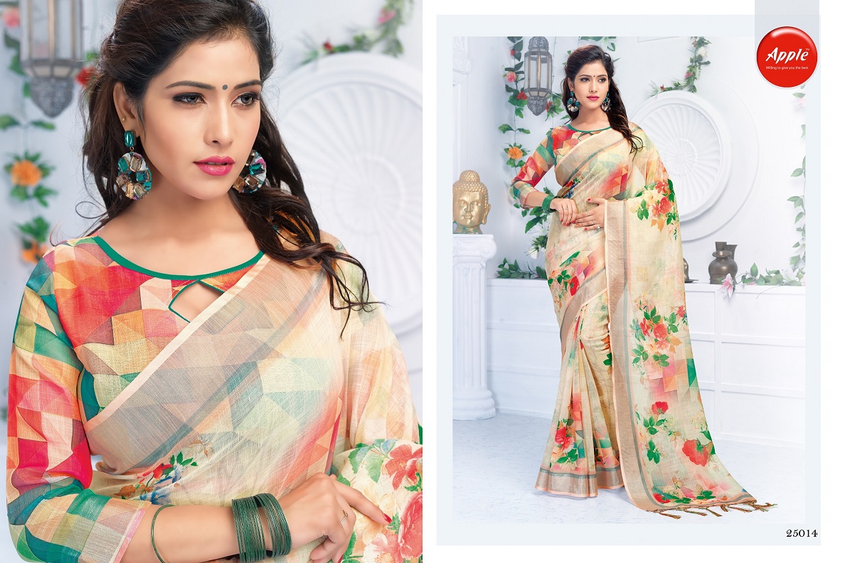 Apple By Hits Of Aaradhna Linen Digital Printed Saree Collection