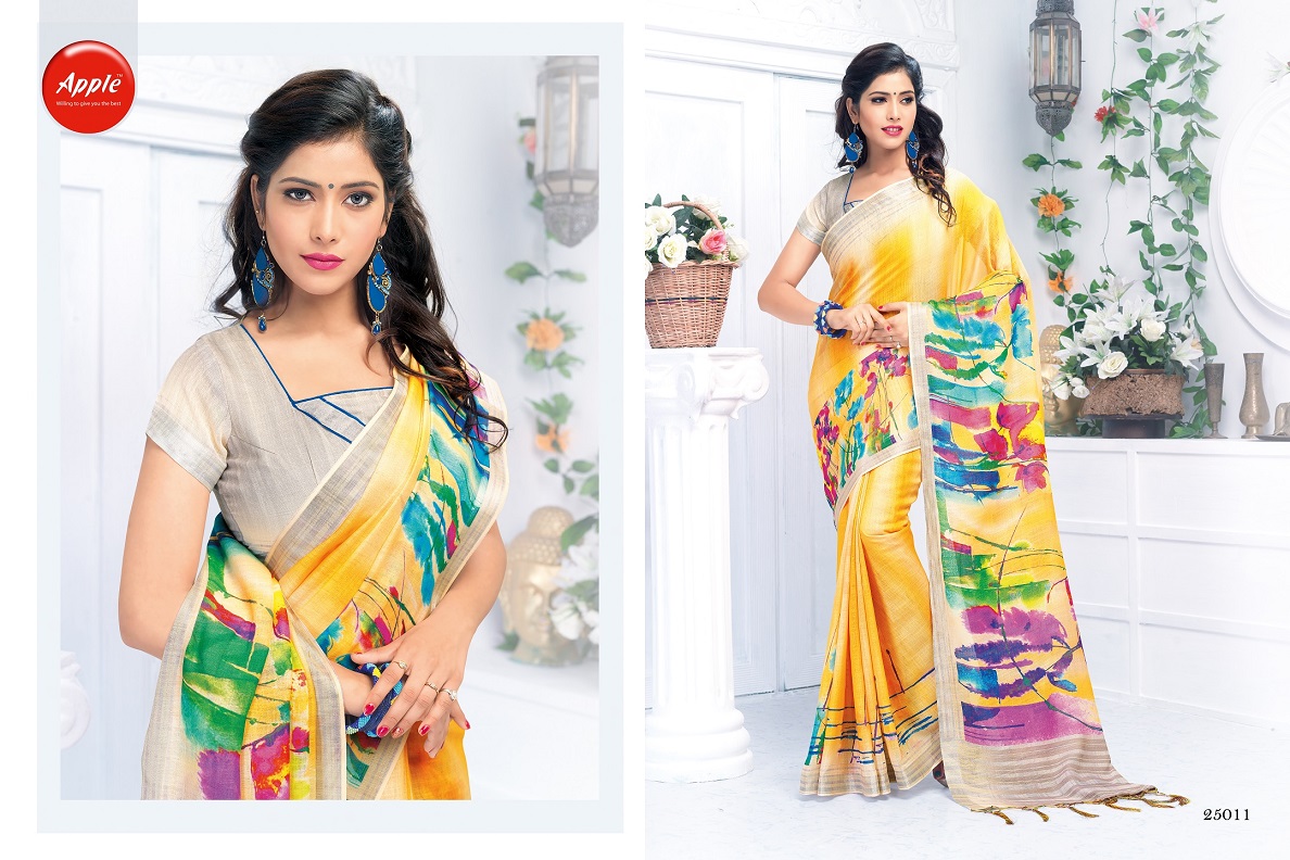 Apple By Hits Of Aaradhna Linen Digital Printed Saree Collection