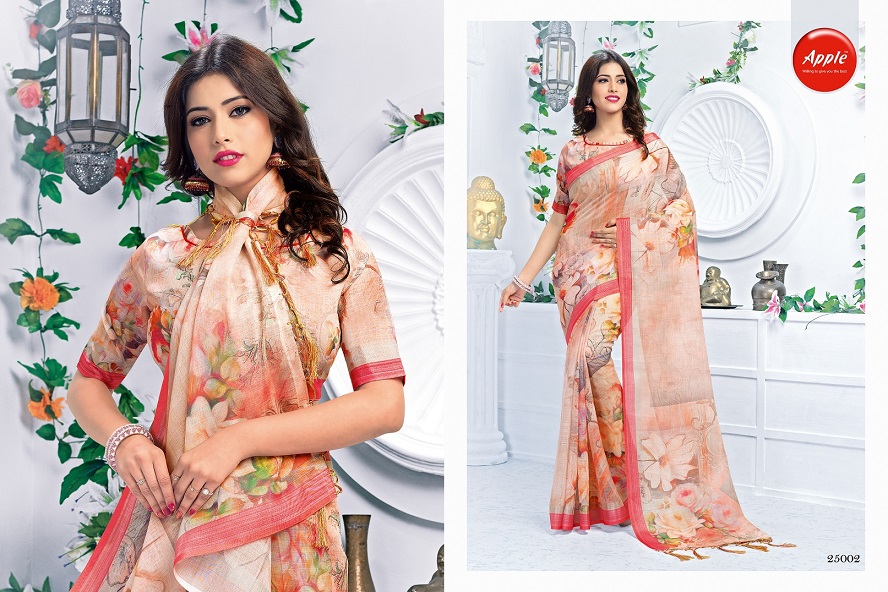 Apple By Hits Of Aaradhna Linen Digital Printed Saree Collection