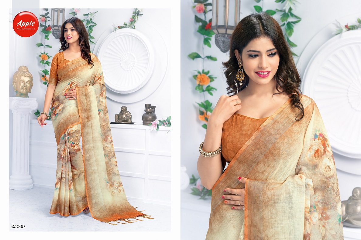 Apple By Hits Of Aaradhna Linen Digital Printed Saree Collection