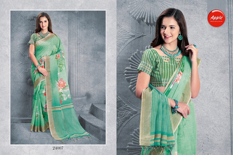 Apple By Hits Of Aaradhna Linen Digital Printed Saree Collection