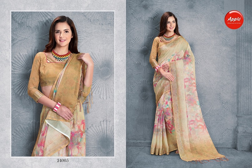 Apple By Hits Of Aaradhna Linen Digital Printed Saree Collection