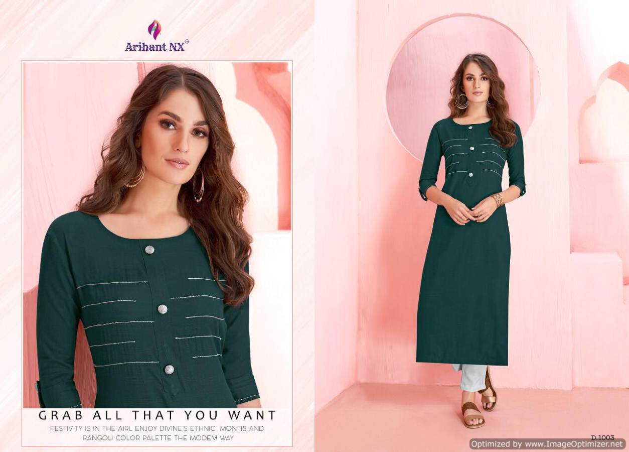 Arihant By Rozmin Two Tone Running Wear Rayon Kurtis Catalogue
