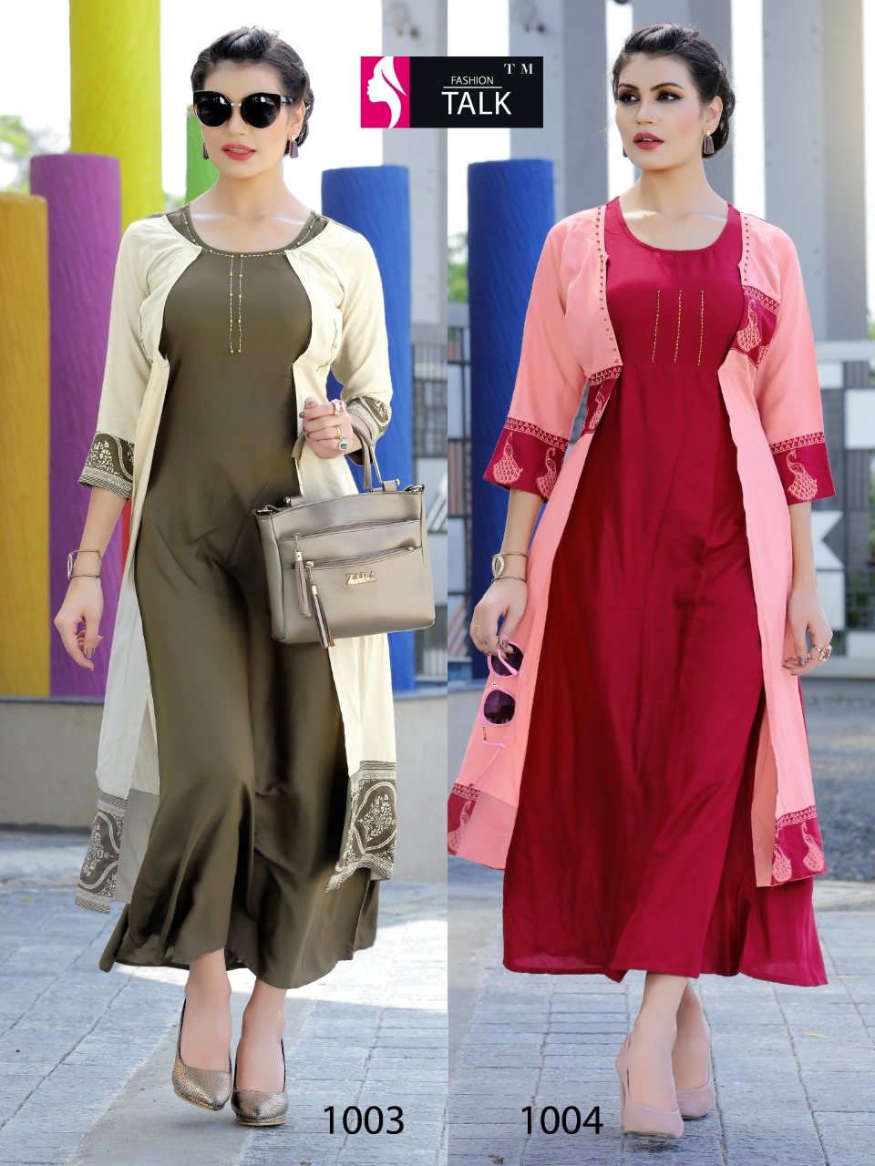 Ft By Dream Girl Heavy Rayon Kurti With Attached Koti Catalogue