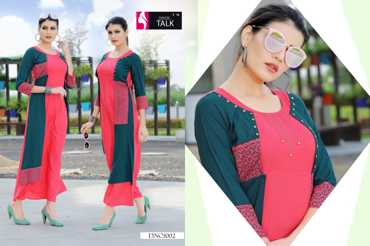 Ft By Dream Girl Heavy Rayon Kurti With Attached Koti Catalogue