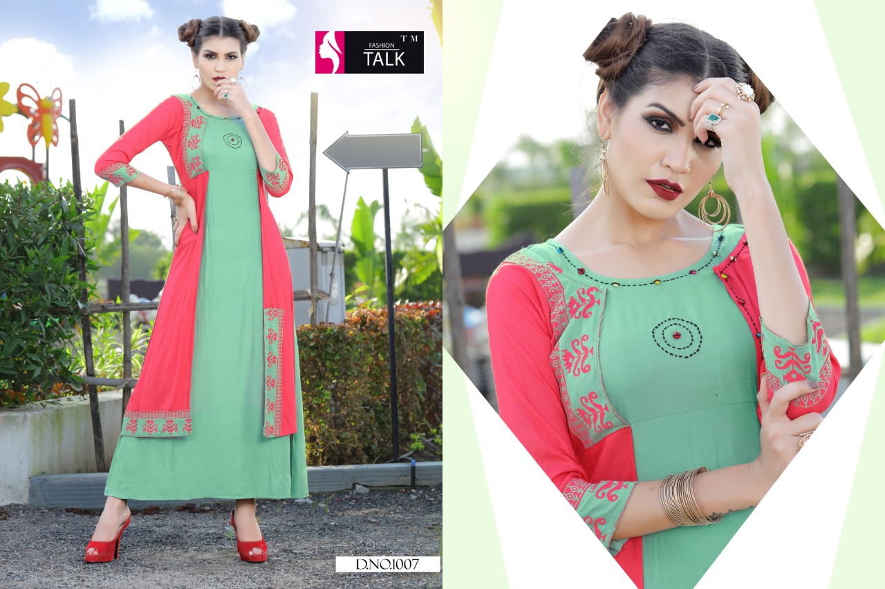 Ft By Dream Girl Heavy Rayon Kurti With Attached Koti Catalogue