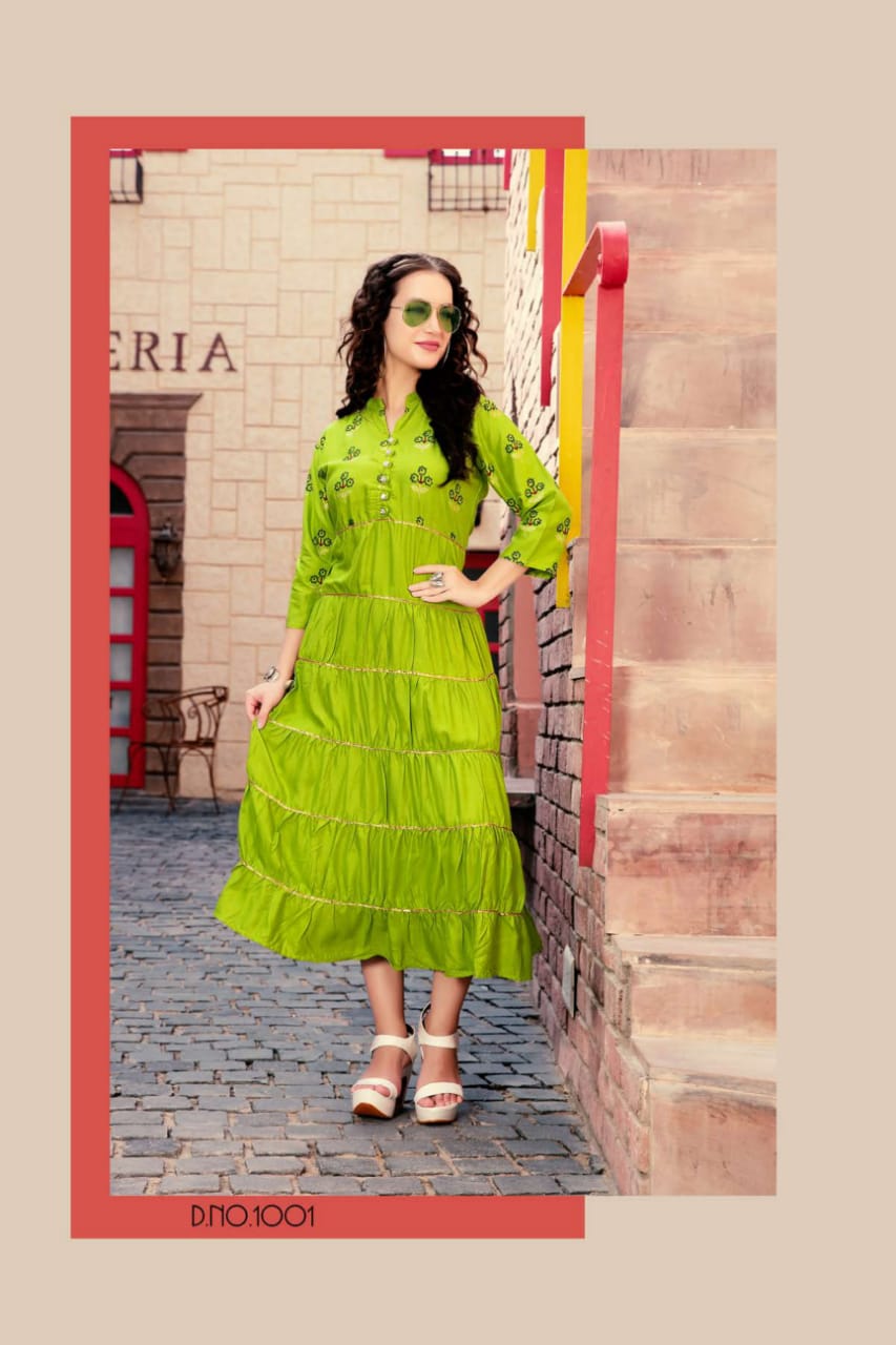 Fashion Talk Present Kareenaa Heavy Rayon Designer Long Kurti Collection.