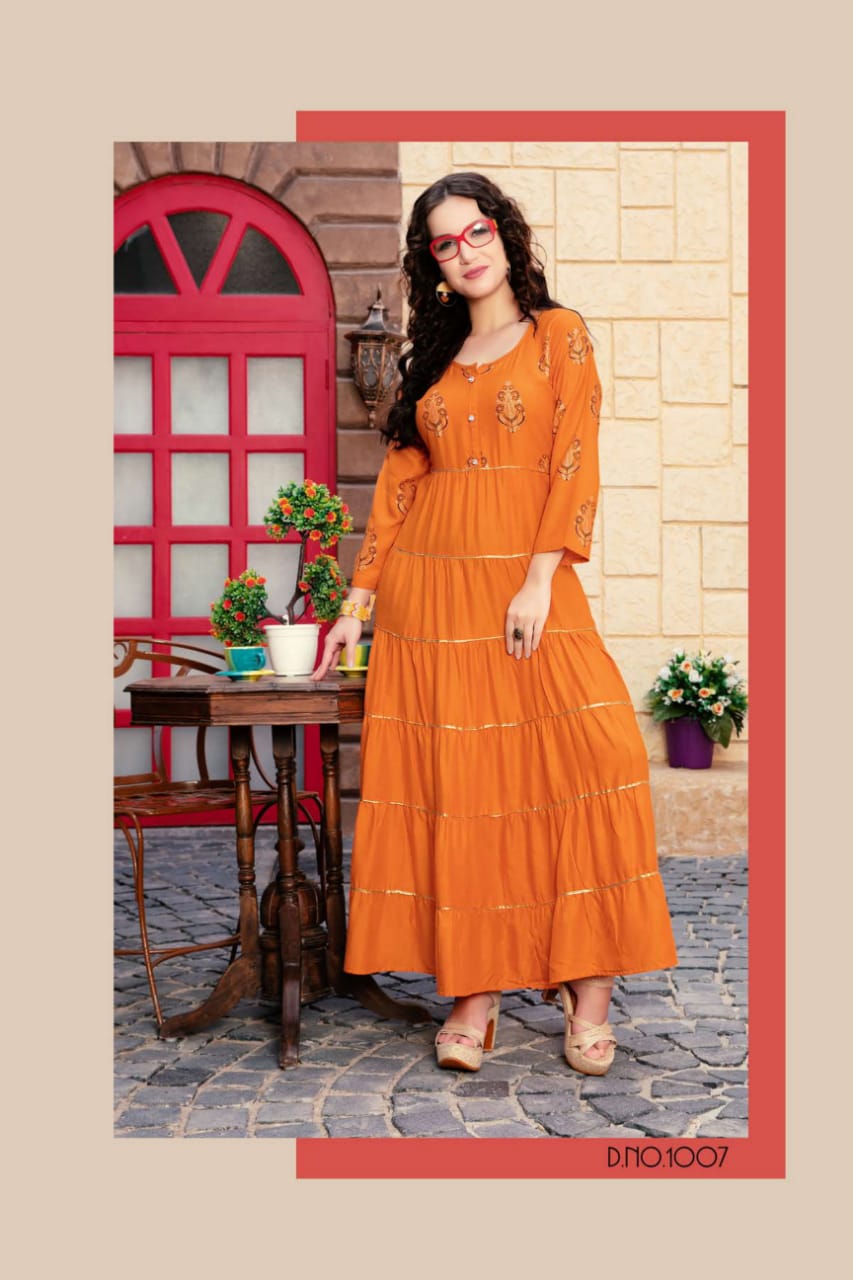Fashion Talk Present Kareenaa Heavy Rayon Designer Long Kurti Collection.