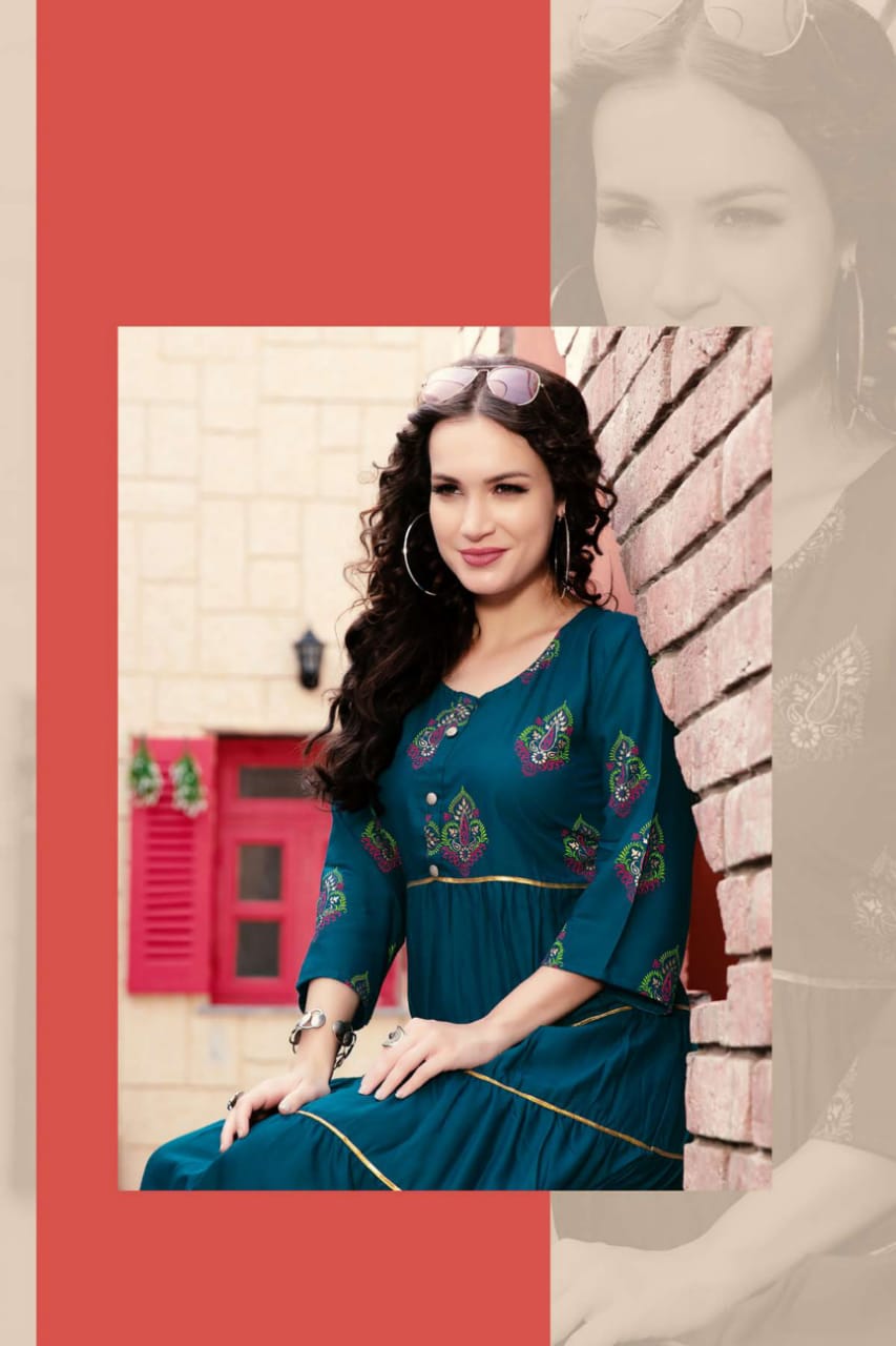 Fashion Talk Present Kareenaa Heavy Rayon Designer Long Kurti Collection.