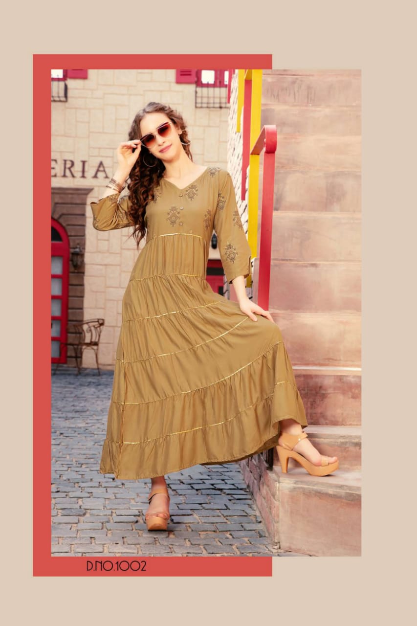 Fashion Talk Present Kareenaa Heavy Rayon Designer Long Kurti Collection.