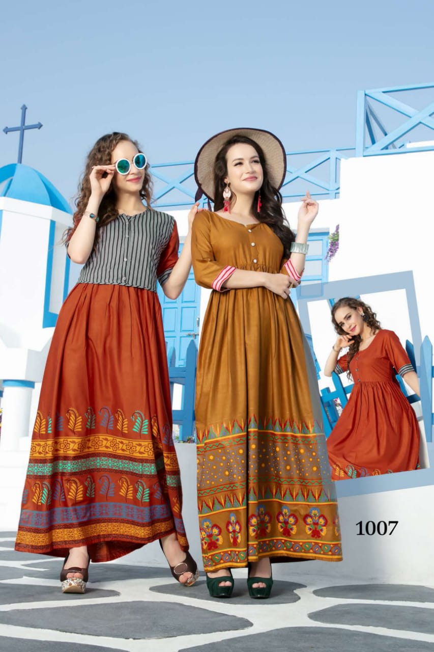 Ft By Malkaa Heavy Rayon Long Kurti Collection With Koti Collection.
