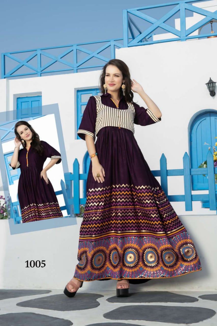 Ft By Malkaa Heavy Rayon Long Kurti Collection With Koti Collection.
