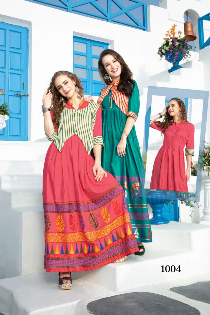 Ft By Malkaa Heavy Rayon Long Kurti Collection With Koti Collection.