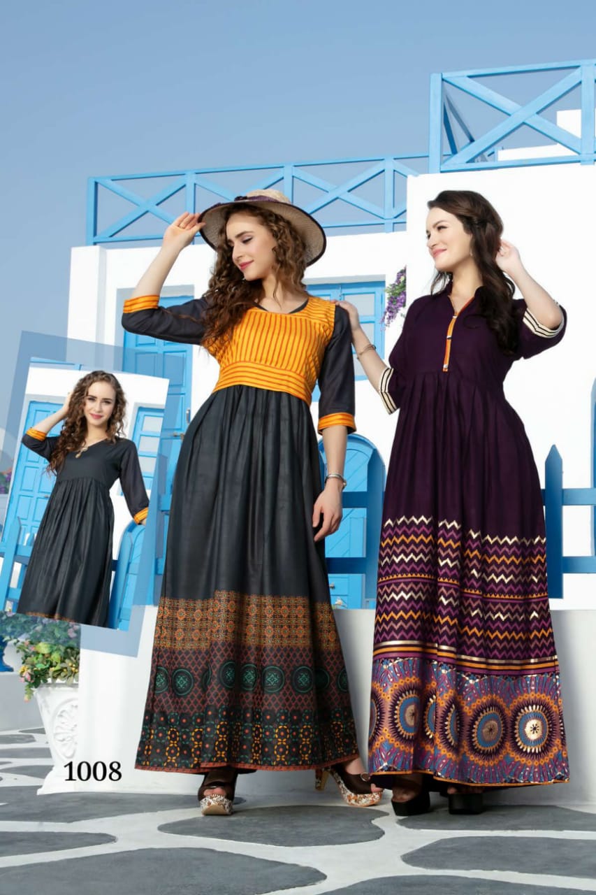 Ft By Malkaa Heavy Rayon Long Kurti Collection With Koti Collection.