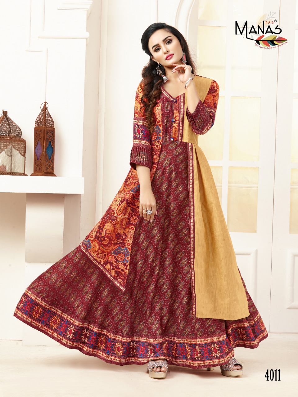 Manas By Valentina Vol 2 Long Party Wear Kurtis Catalogue.