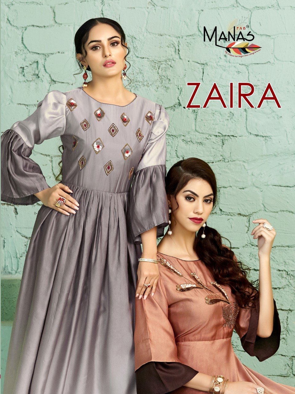 Manas Present Zaira Long Heavy Designers Kurtis Catalogue.