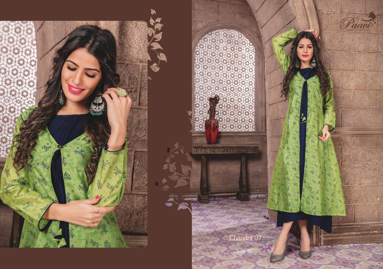 Paavi Present Chandni Designer Rayon Kurti With Koti Catalogue