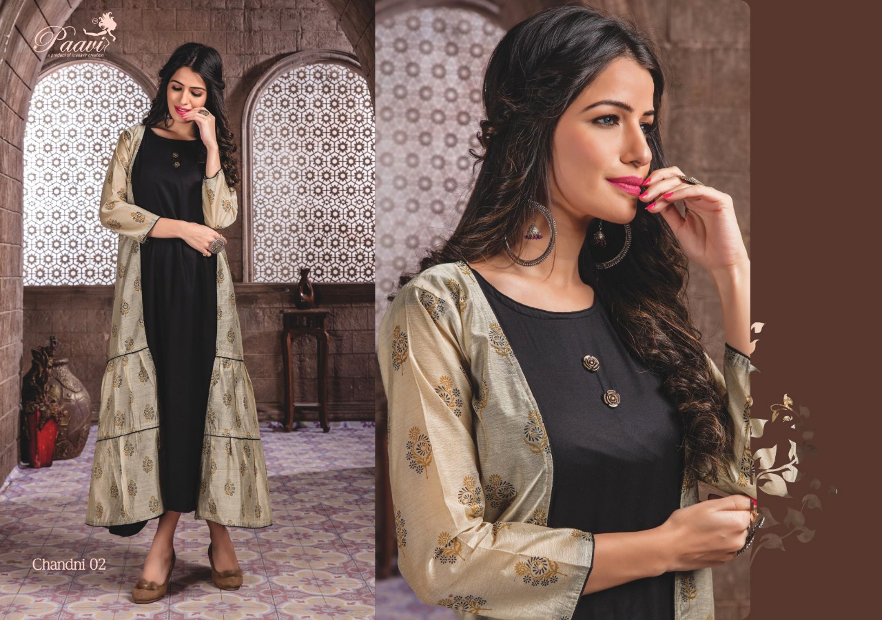 Paavi Present Chandni Designer Rayon Kurti With Koti Catalogue